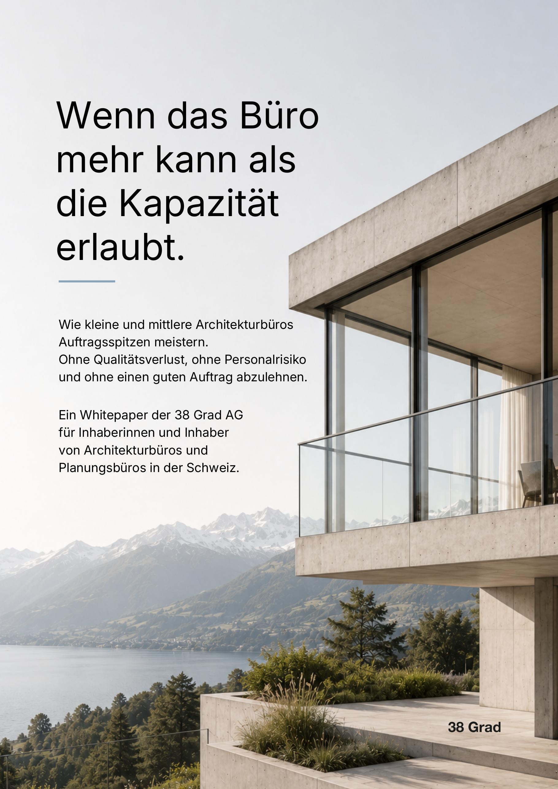 Frontseite des 38 Grad AG Praxisleitfadens für Schweizer Architekturbüros
